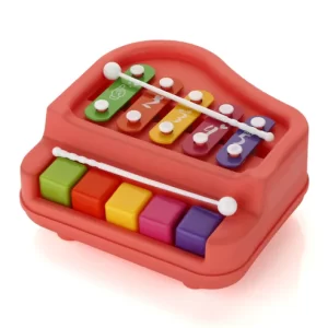 2 in 1 Baby Piano Xylophone Toy for Toddlers, 5 Multicolored Key Keyboard Xylophone Piano